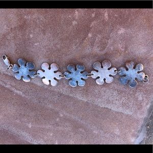 Fun and Unique Sterling Flower Link Bracelet